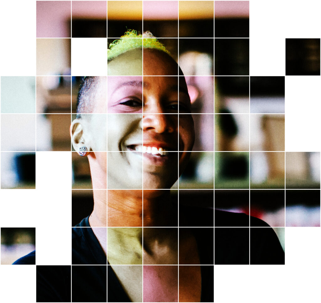 antoinette-color-grid Headshot of Antoinette Smith with color blocks